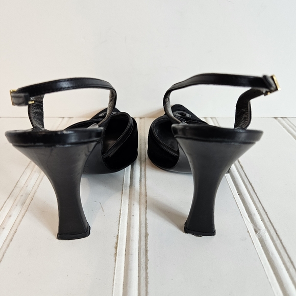 Gianni Versace Vintage Black Velvet Slingback Stiletto Heels 37 - Picture 5 of 16